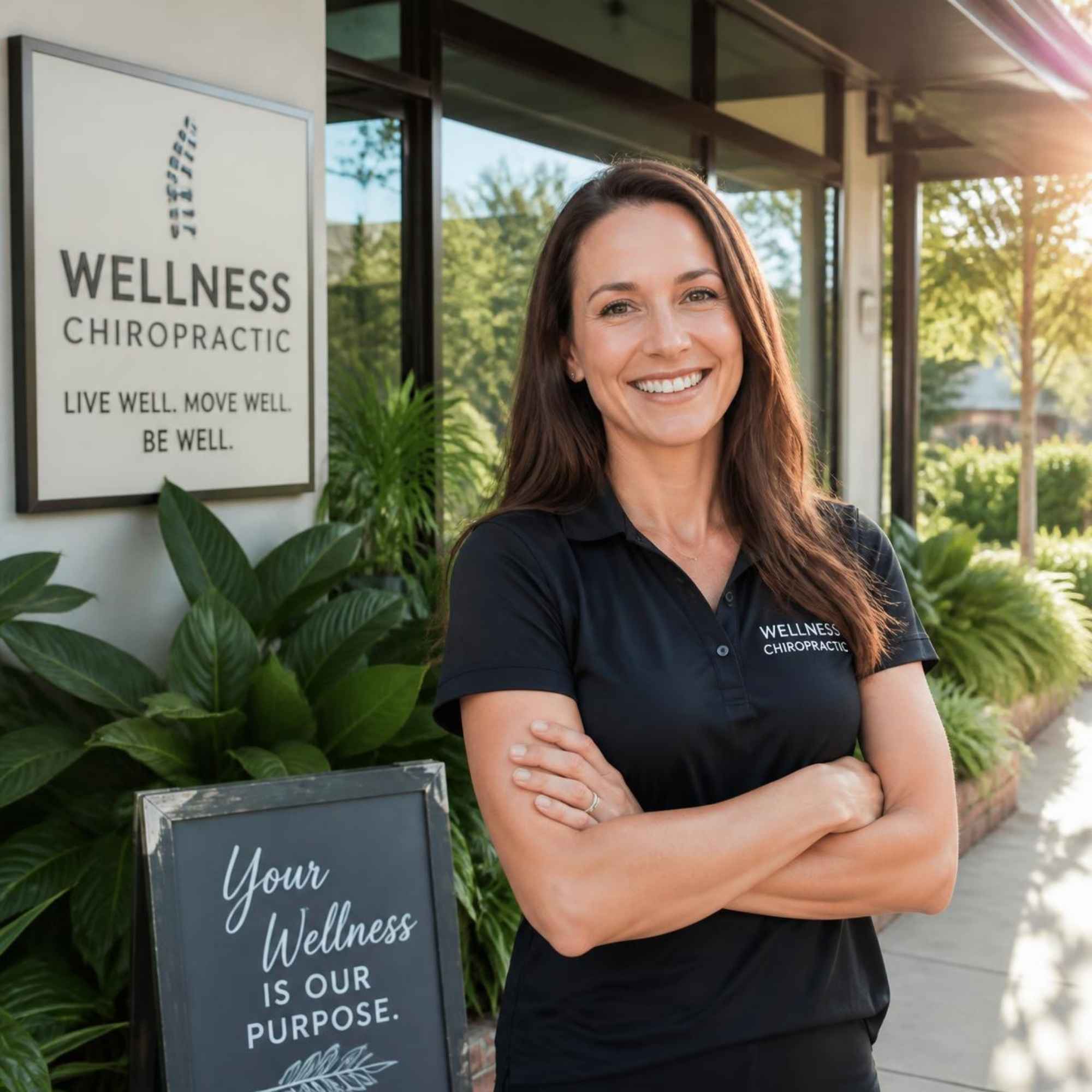 Chiropractor standing outside a neighborhood wellness clinic