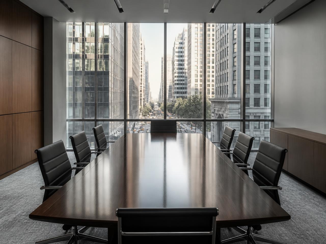 Empty conference room in a downtown law office